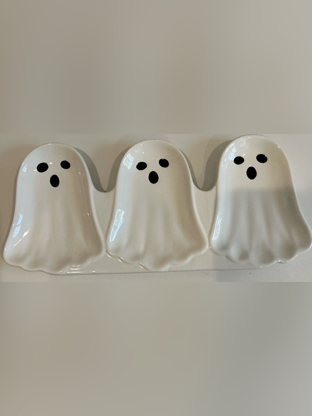 Halloween Spooky Ghost Ceramic Tray/ Platter 3 Sections